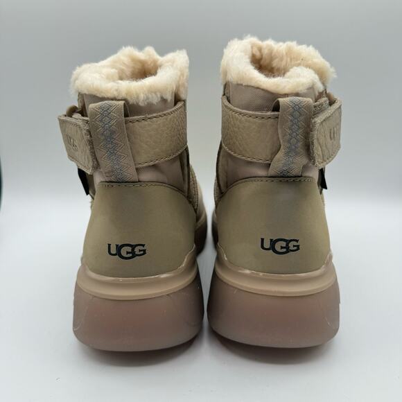 UGG Men’s M City Mini Boots Size 10 Dune Tan Waterproof Leather Winter Shoes - Picture 6 of 12